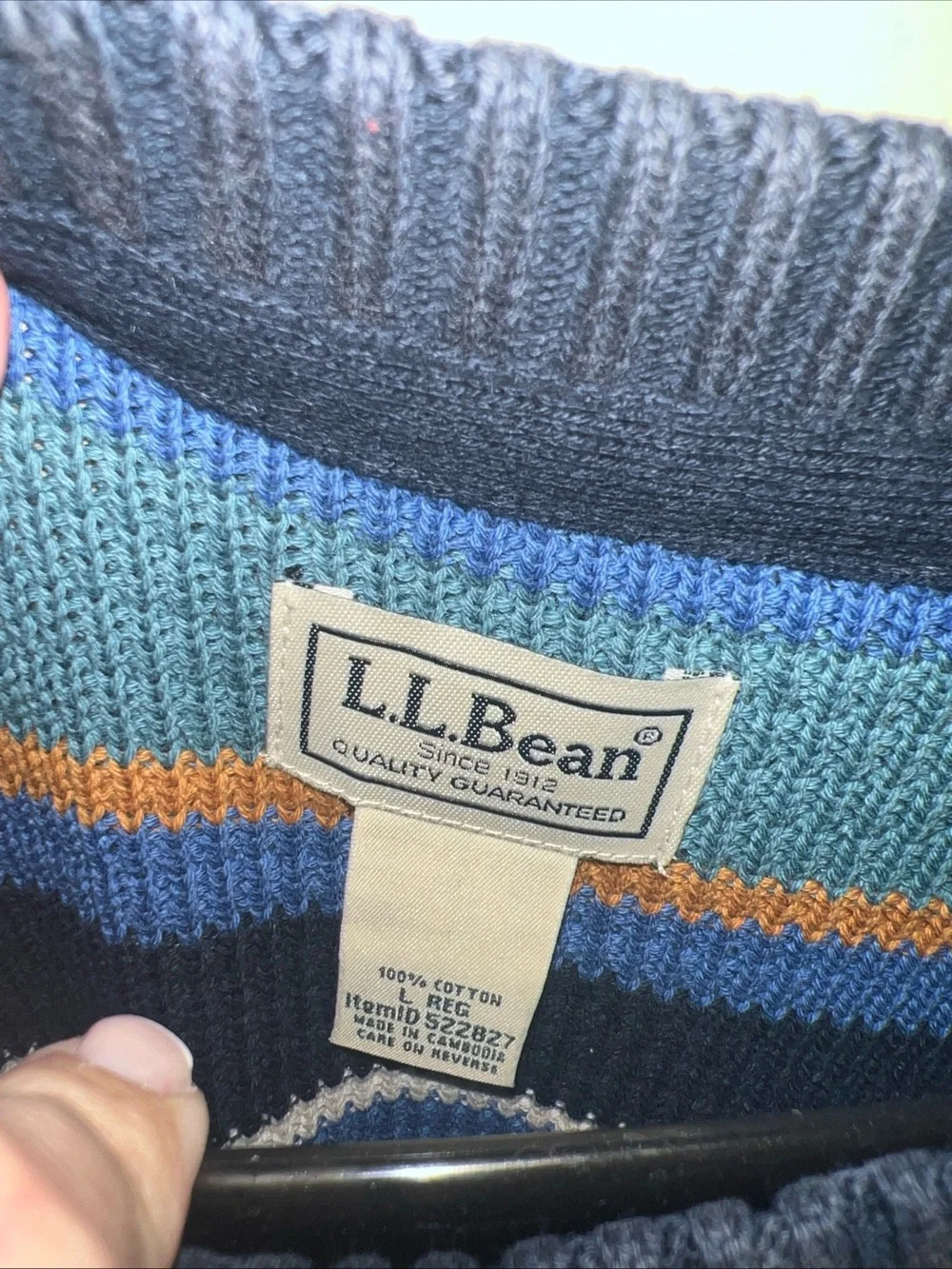 L.L. Bean Striped Crewneck Sweater Men’s Large